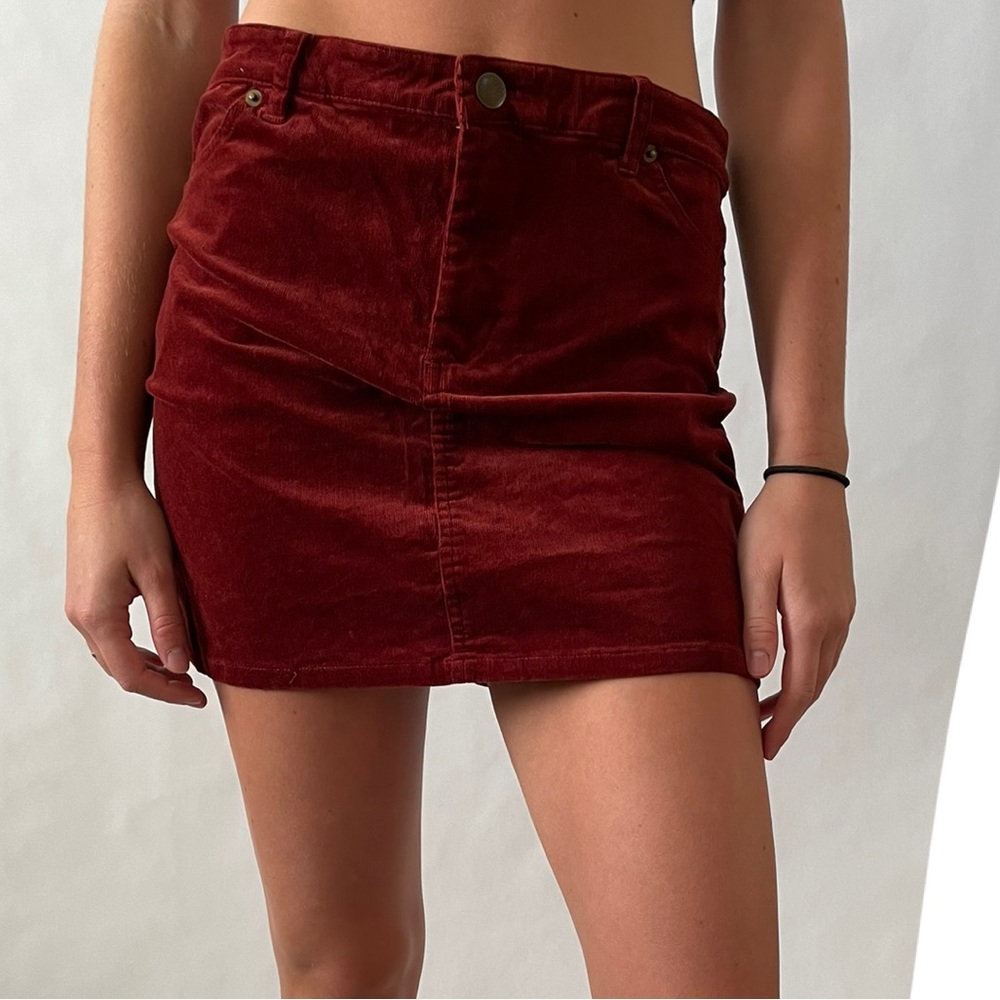 Suede Maroon Forever 21 Mini Skirt